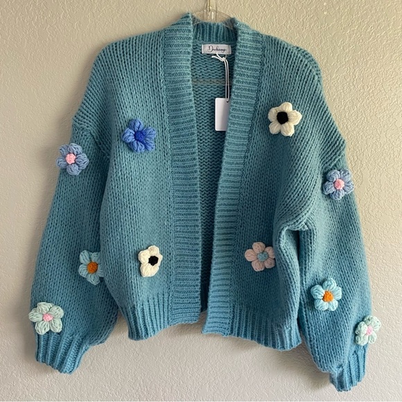 Anthropologie Sweaters - Anthropologie Duchamp Embroidered Chucky 3D Daisy Floral Knit Cardigan Sweater